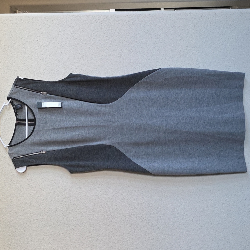NWT Kenneth Cole Sleeveless Knit Gardenia Dress Gray Sheath, Size 12